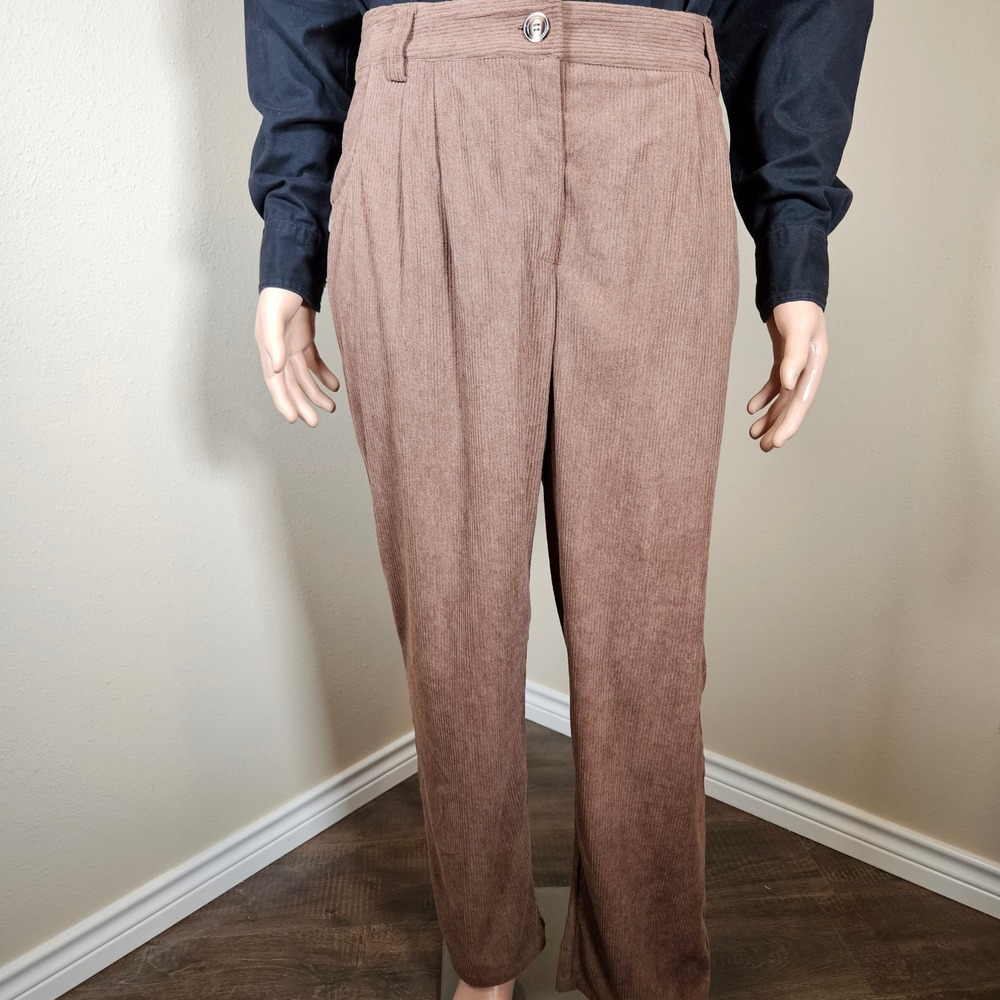 Halara AuraCord Brown Pleated Wide‎ Leg Pants XL Tall High Waisted Trousers NEW